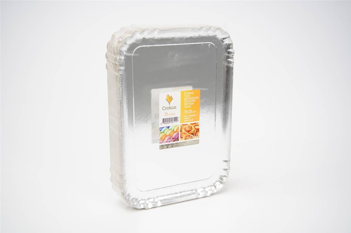 Plateau traiteur argent 19x28 cm paquet de 25