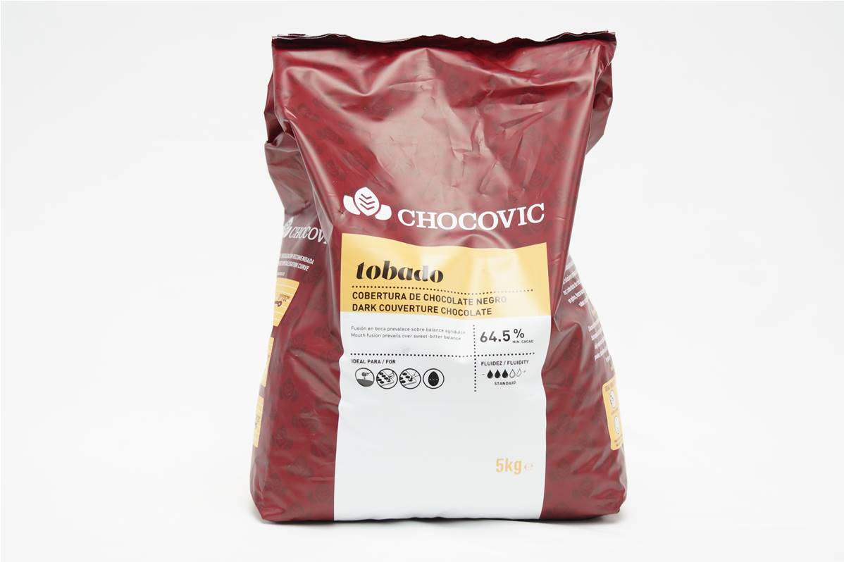 Chocolat noir Tobado 64,5% Chocovic sac de 5kg