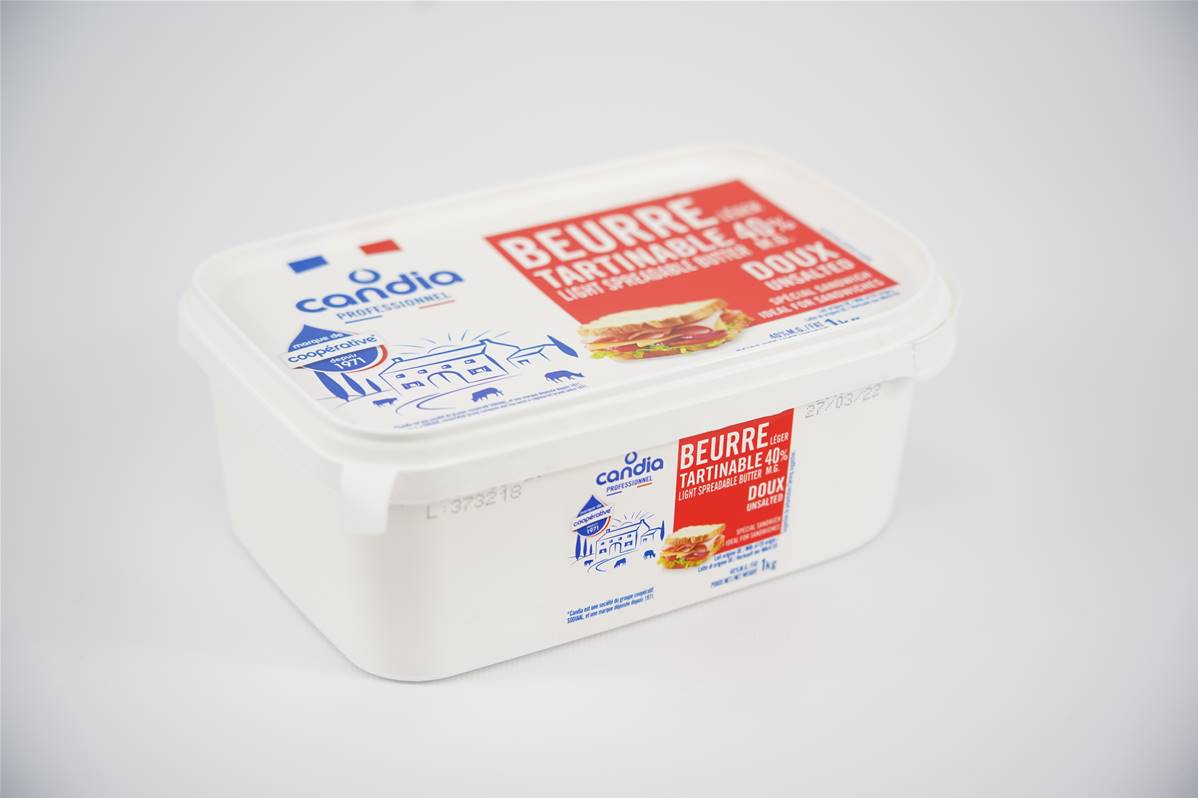 Beurre leger 40% tartinable candia barquette de 1kg
