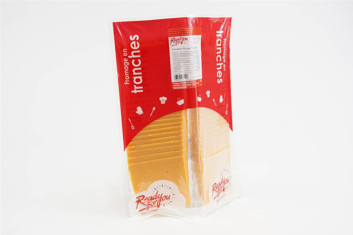 Cheddar rouge tranche 9x9 20g barquette de 1kg
