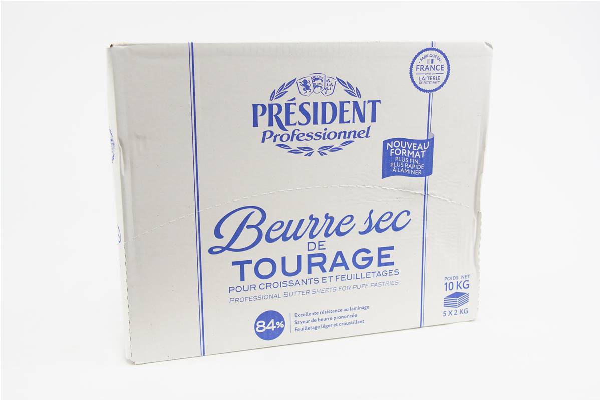 Beurre plaque tourage 84% président 2kg carton de 5