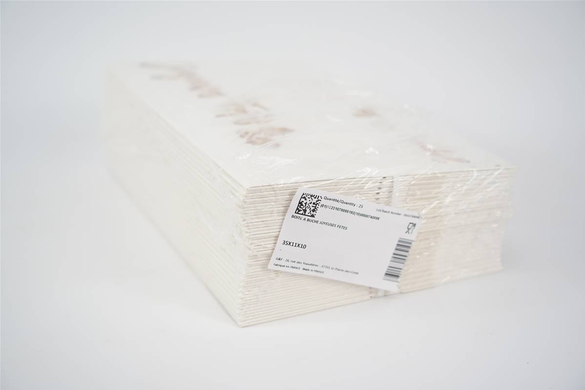 boite de buche joyeuses fetes 35x11cm paquet de 25