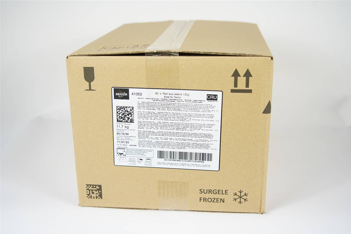 Pain raisin cru eclat terroi carton de 90x130gr