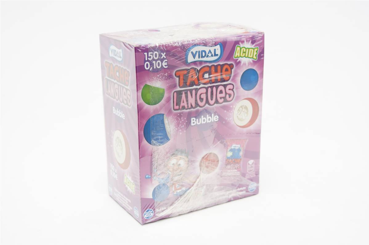 Bubble gum langue fourre acide, boite de 150