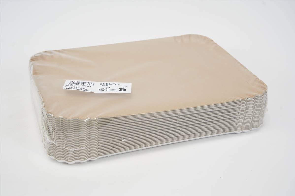 Plateaux face bio kraft paquet de 25x34cm