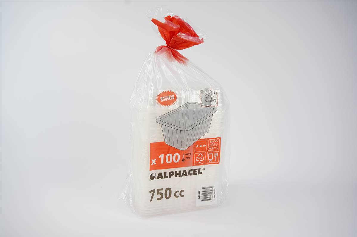 Barquette scellable alphacel 750cc x100