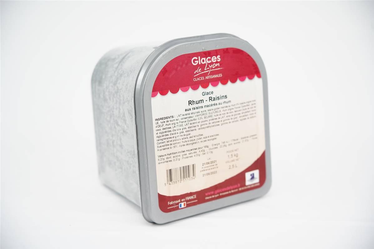 Glace au rhum-raisin en bac de 2,5L