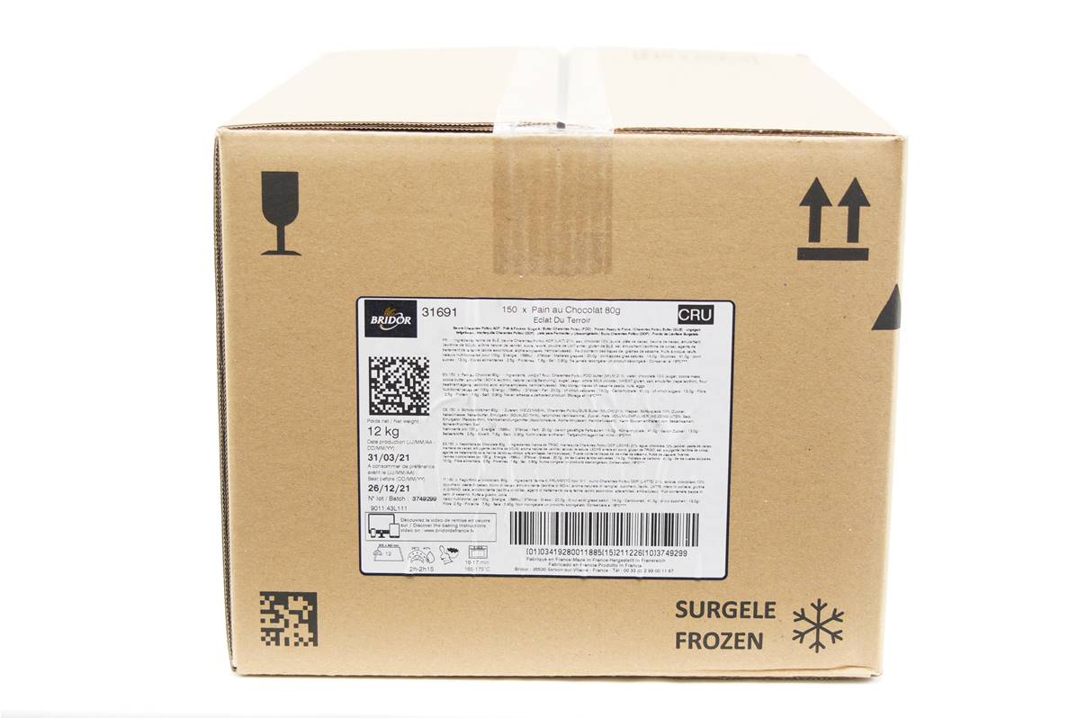 Pain au chocolat 80gr gamme éclat du terroir carton de 150