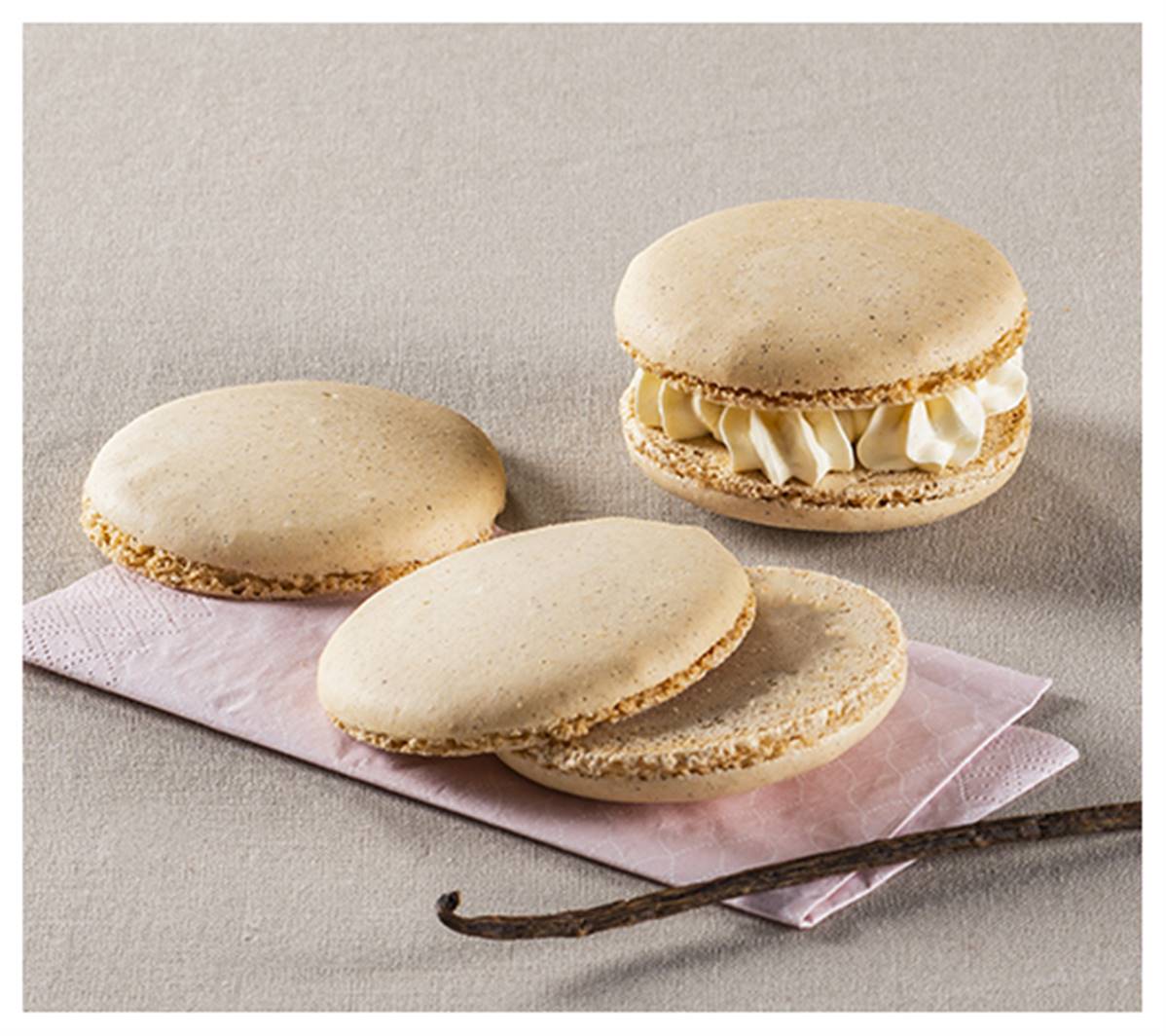 Coque de macaron 14gr à la vanille diamètre 73mm en carton de 48