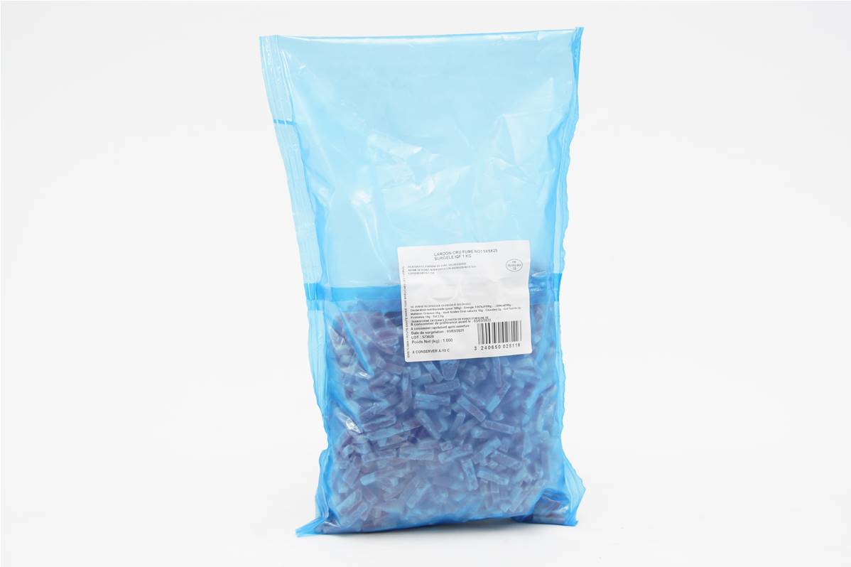 Lardon cru fumé n°1 surgelé en dés 5x5mm en sachet de 1kg