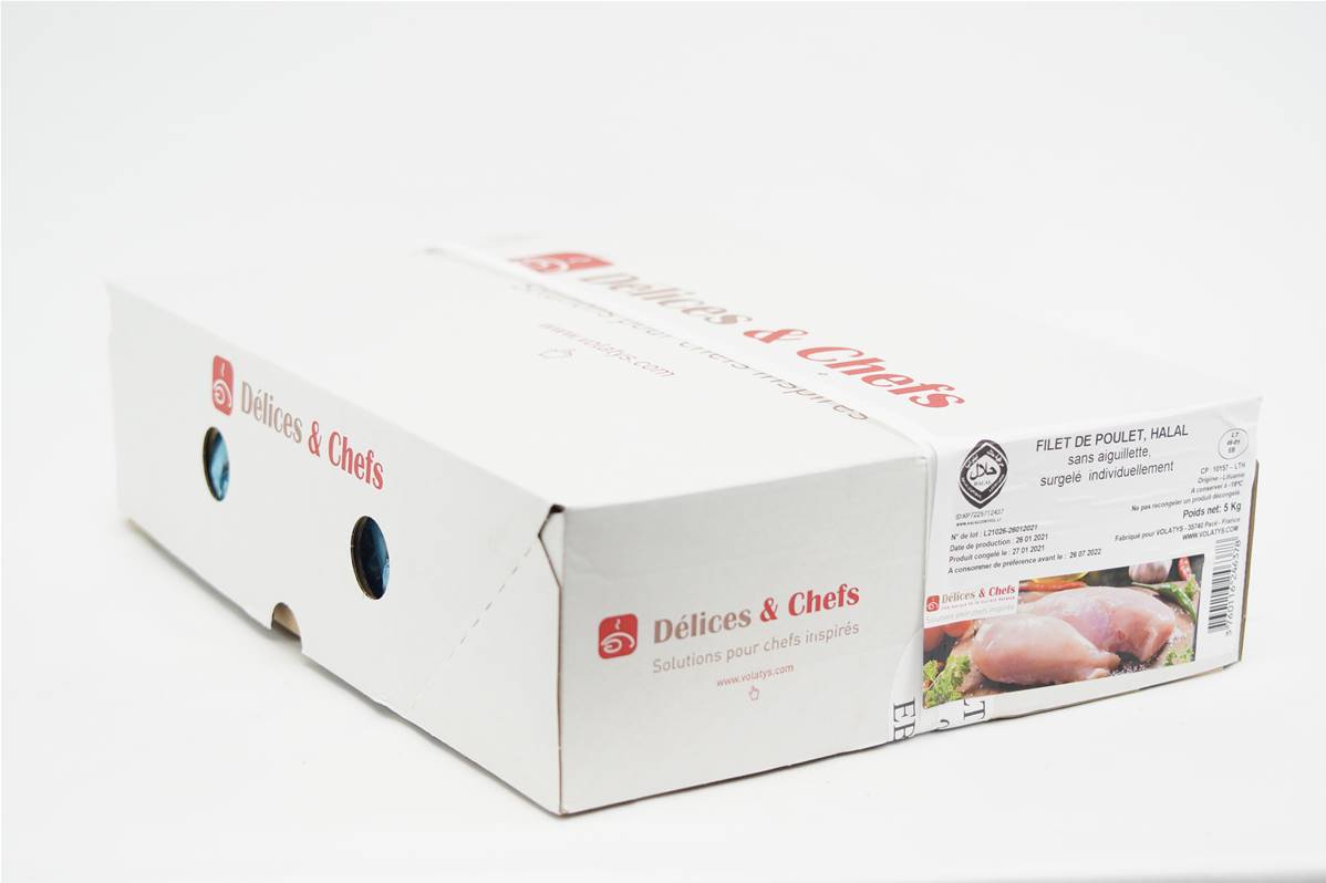 Filet de poulet cru en carton de 5kg