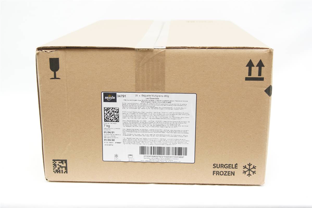 Baguette 280gr multigrains précuite en carton de 25