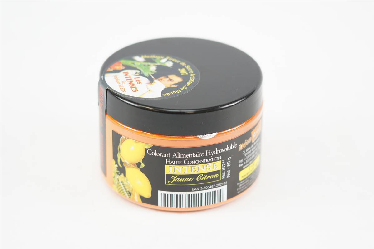 Colorant poudre jaune citron intense en boite de 50g