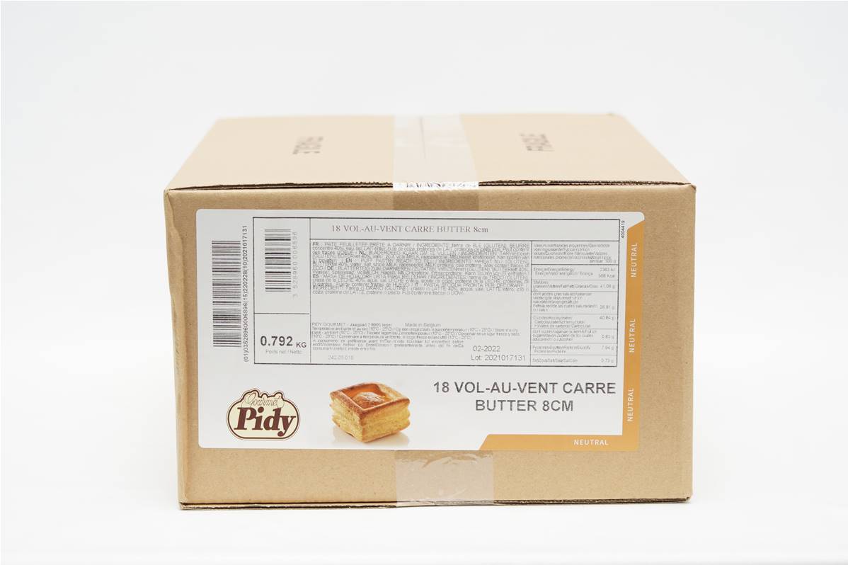 Bouchee carrée 8x8x4,8cm carton de 18x44gr