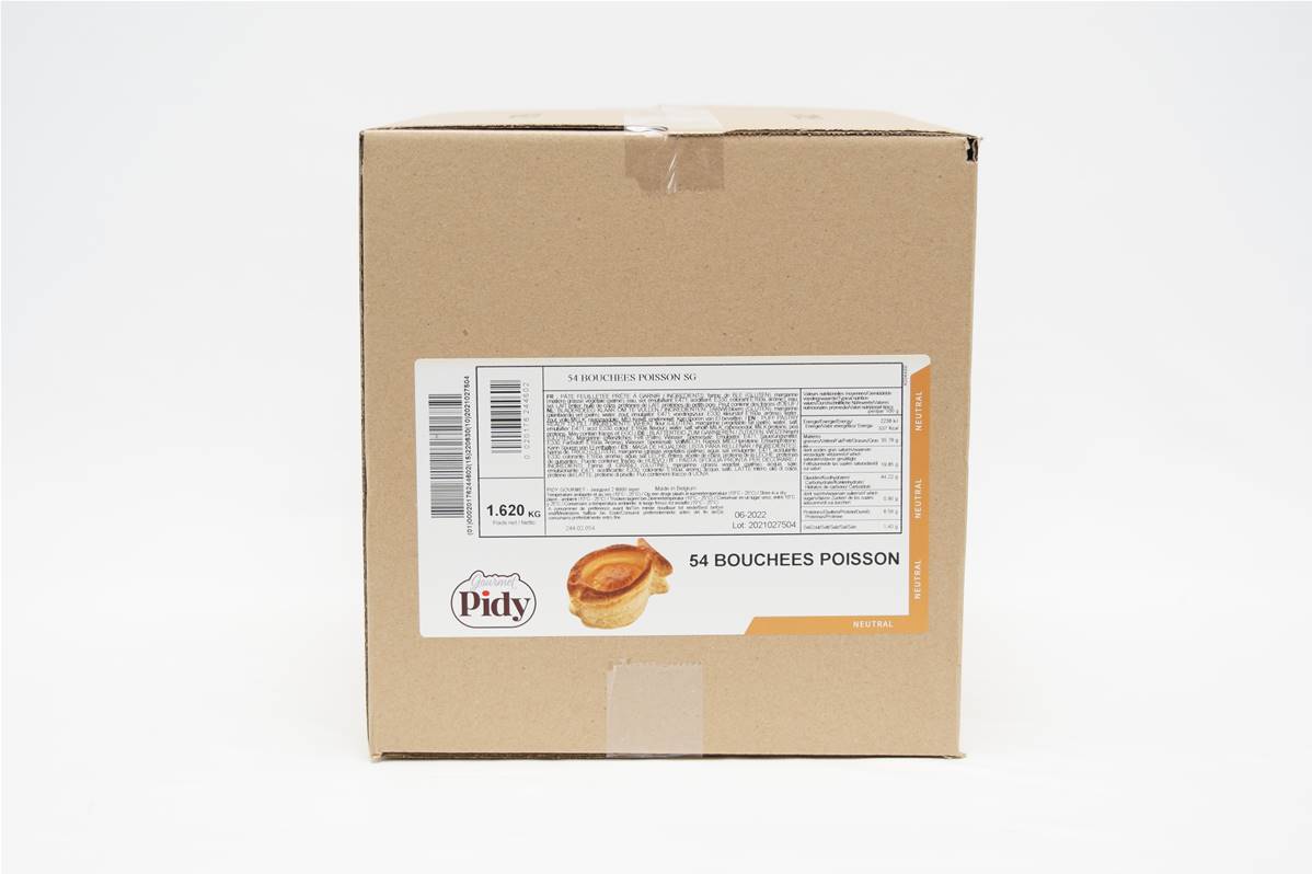 Bouchée poisson 9x6,5x4,2cm carton de 54x34gr