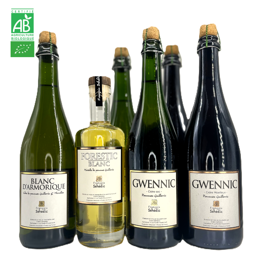 coffret guillevic - cidre gwennic blanc darmorique forestic blanc bio séhédic