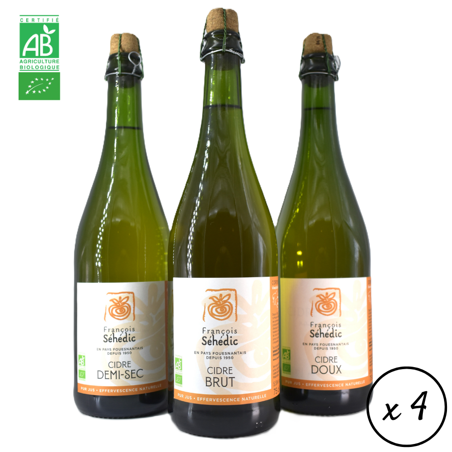 coffret cidre bio séhédic brut demi-sec doux