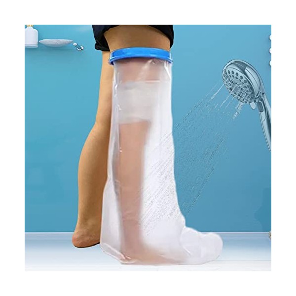 une-paire-de-jambe-avec-un-bandage-au-dessus-du-genou-protege-par-protection-etanche-pour-platre-de-jambe-pour-adulte