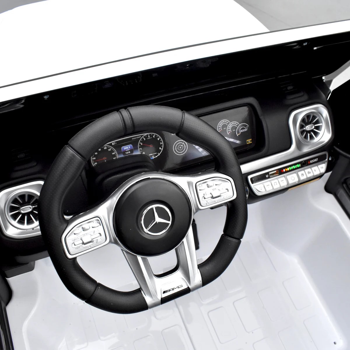 VOITURE ÉLECTRIQUE ENFANT MERCEDES AMG G63 2 PLACES BLANC 15 SUR 15