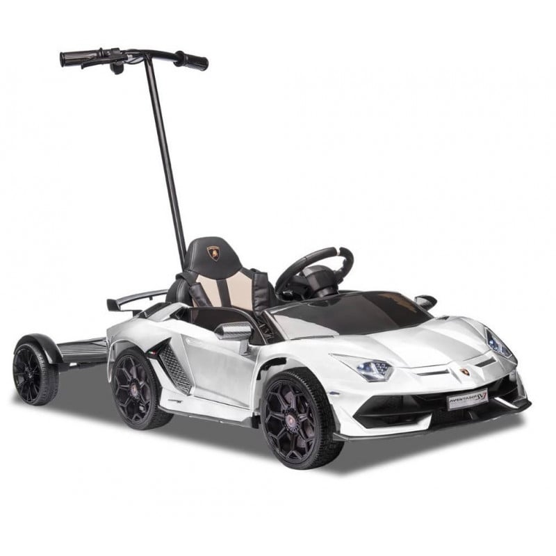 VOITURE ÉLECTRIQUE ENFANT LAMBORGHINI AVENTADOR AVEC PORTEUR BLANC 1 PLACE