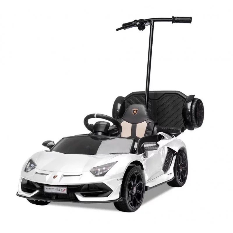 voiture-electrique-enfant-lamborghini-aventador-avec-porteur-blanc-apollo 2 sur 7