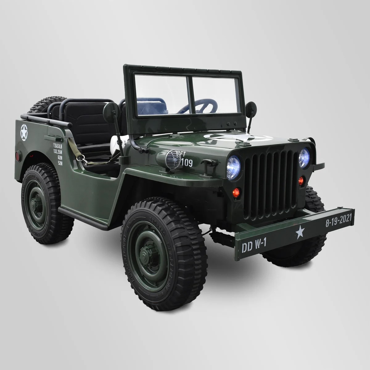 VOITURE ÉLECTRIQUE ENFANT JEEP WILLYS 3 PLACES 24V VERT