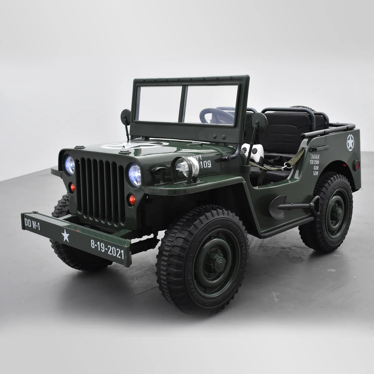 VOITURE ÉLECTRIQUE ENFANT JEEP WILLYS 3 PLACES 12V VERT 2 sur 15