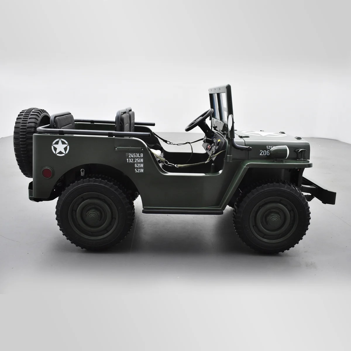 VOITURE ÉLECTRIQUE ENFANT JEEP WILLYS 3 PLACES 12V VERT 3 sur 15