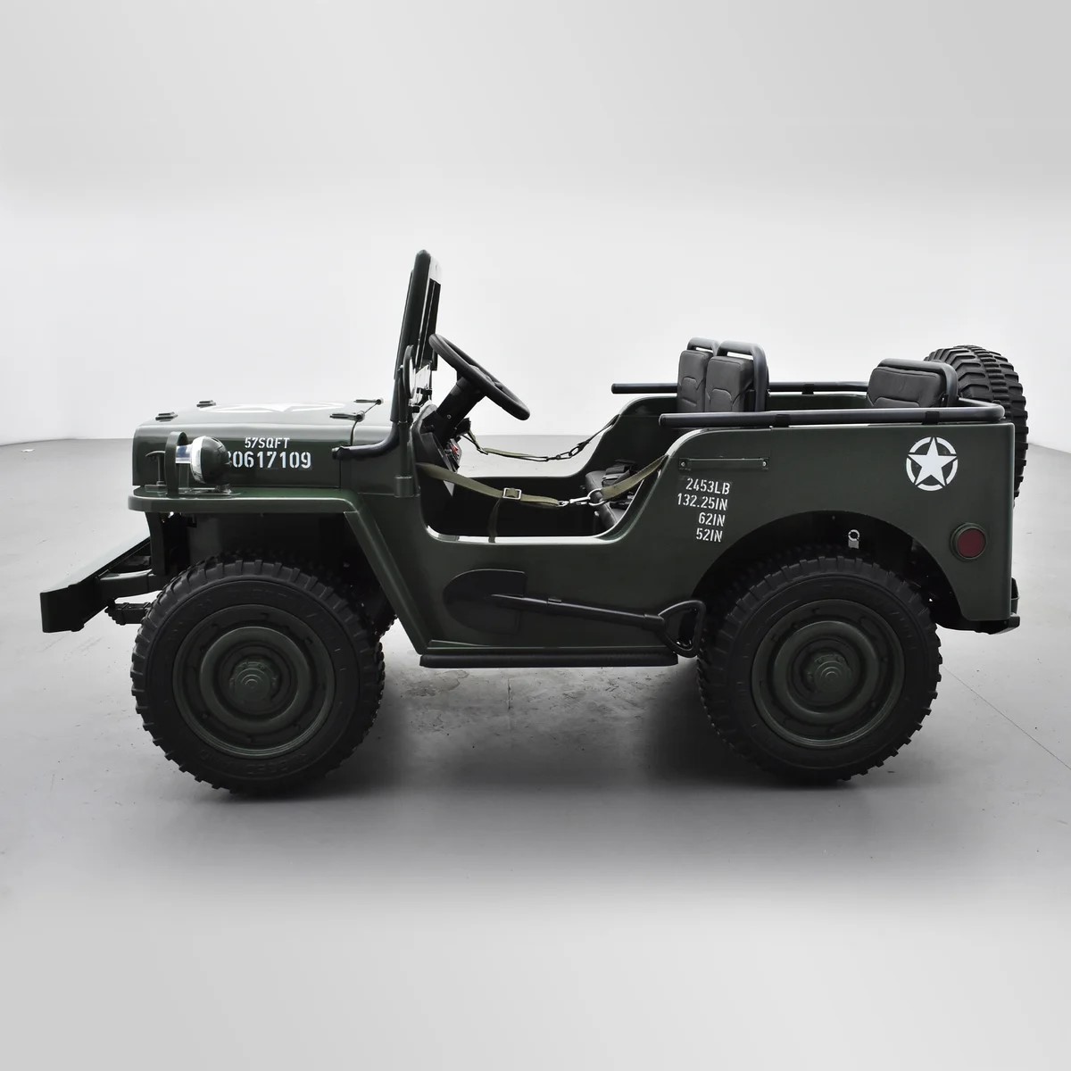 VOITURE ÉLECTRIQUE ENFANT JEEP WILLYS 3 PLACES 12V VERT 4 sur 15