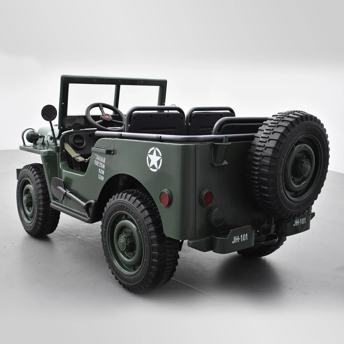 VOITURE ÉLECTRIQUE ENFANT JEEP WILLYS 3 PLACES 12V VERT 10 sur 15