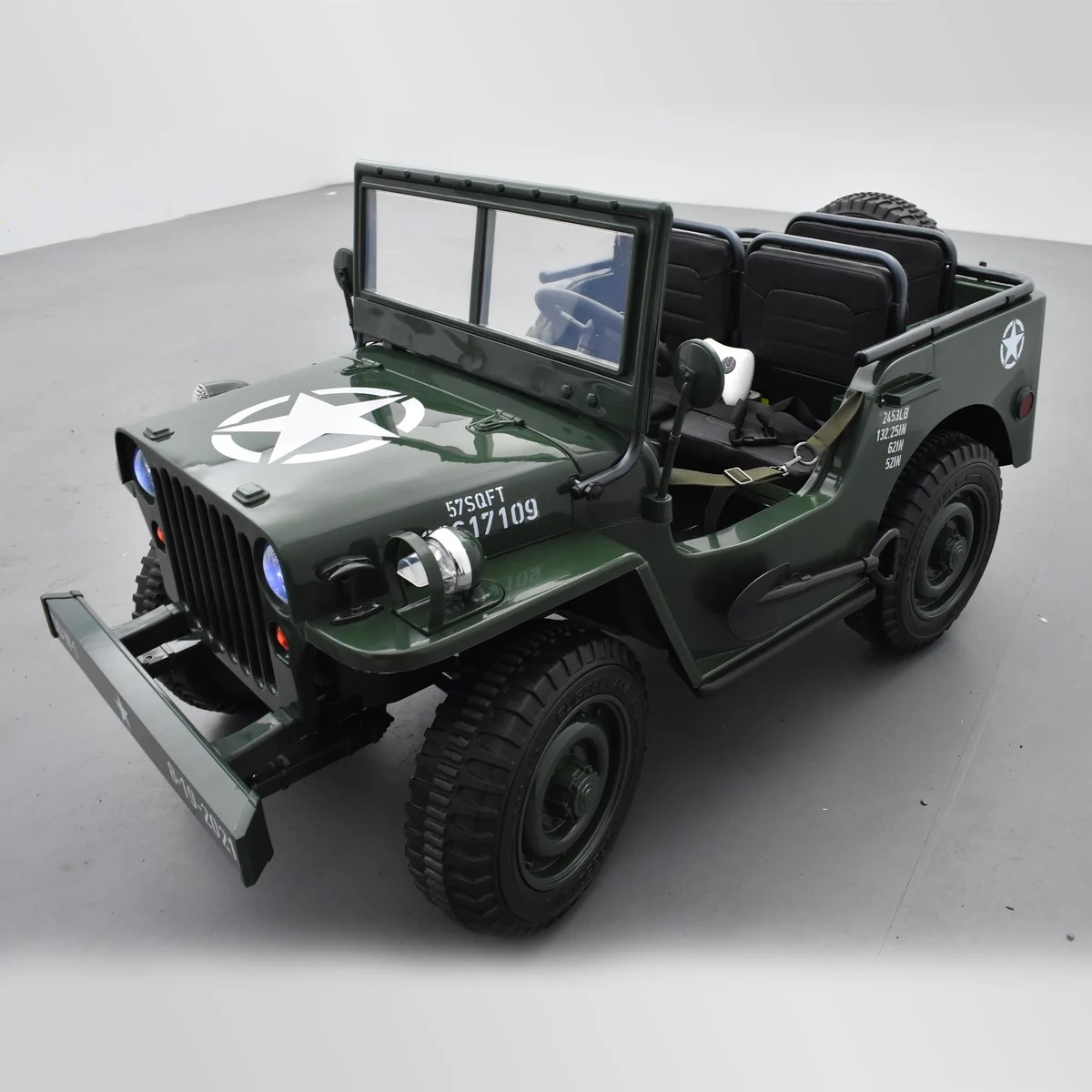 VOITURE ÉLECTRIQUE ENFANT JEEP WILLYS 3 PLACES 12V VERT 11 sur 15