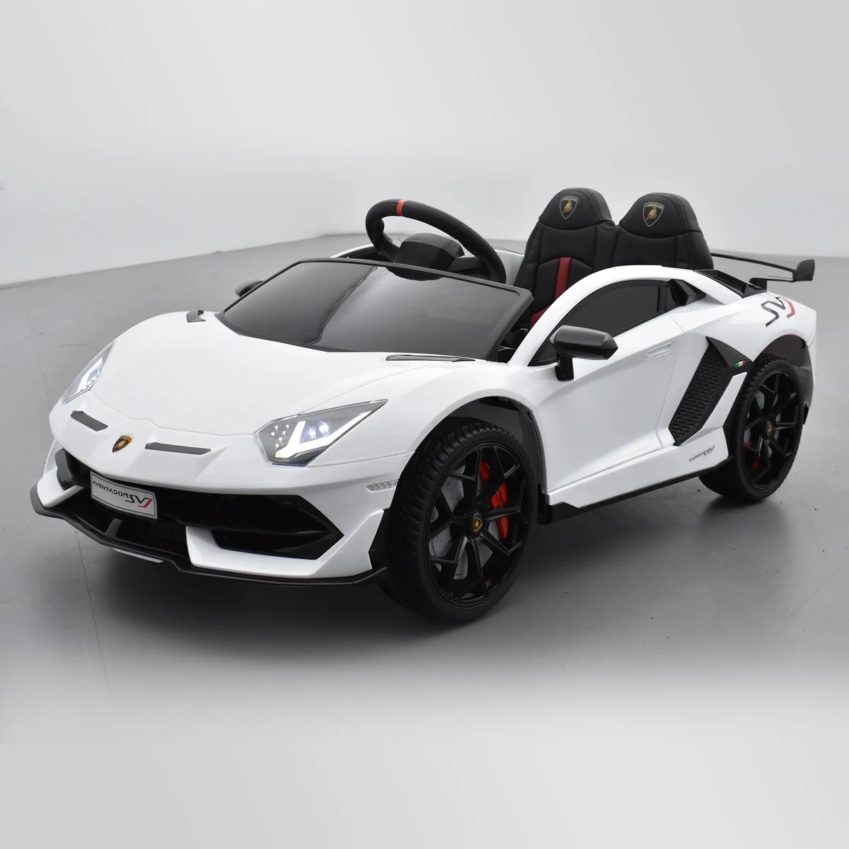VOITURE ÉLECTRIQUE ENFANT LAMBORGHINI AVENTADOR SVJ 12V BLANC 2 SUR 15