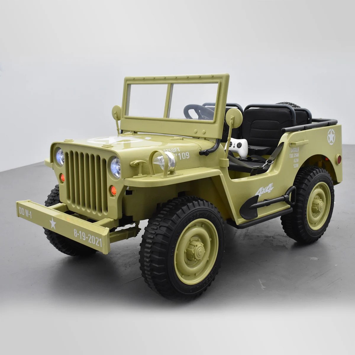 VOITURE ÉLECTRIQUE ENFANT JEEP WILLYS 3 PLACES 12V SABLE 2 SUR 15