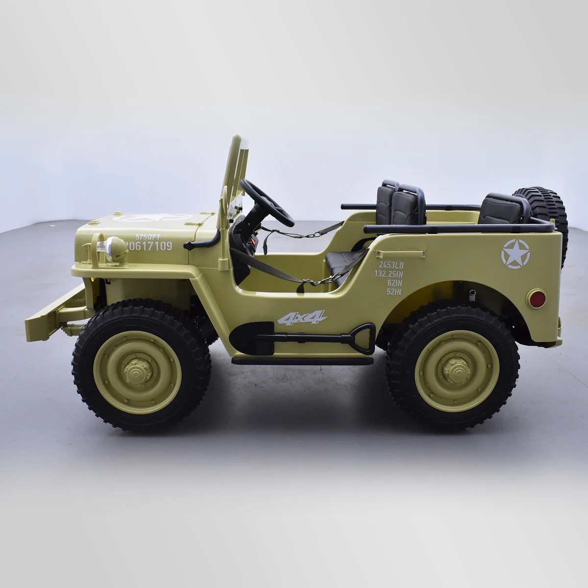 VOITURE ÉLECTRIQUE ENFANT JEEP WILLYS 3 PLACES 12V SABLE 4 SUR 15