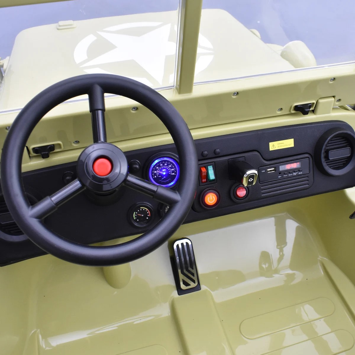VOITURE ÉLECTRIQUE ENFANT JEEP WILLYS 3 PLACES 12V SABLE 5 SUR 15
