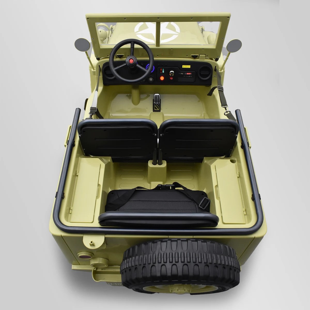 VOITURE ÉLECTRIQUE ENFANT JEEP WILLYS 3 PLACES 12V SABLE 6 SUR 15
