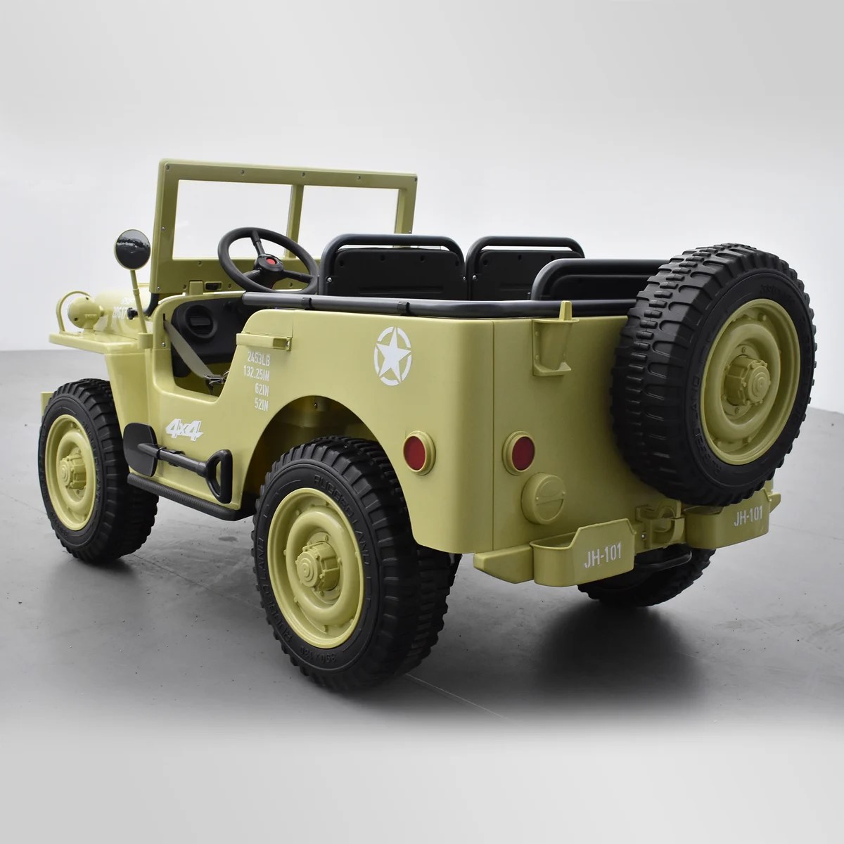 VOITURE ÉLECTRIQUE ENFANT JEEP WILLYS 3 PLACES 12V SABLE 9 SUR 15