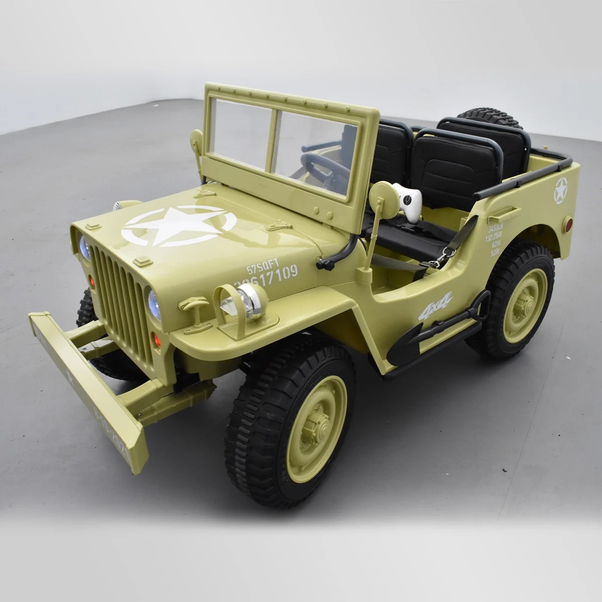 VOITURE ÉLECTRIQUE ENFANT JEEP WILLYS 3 PLACES 12V SABLE 11 SUR 15