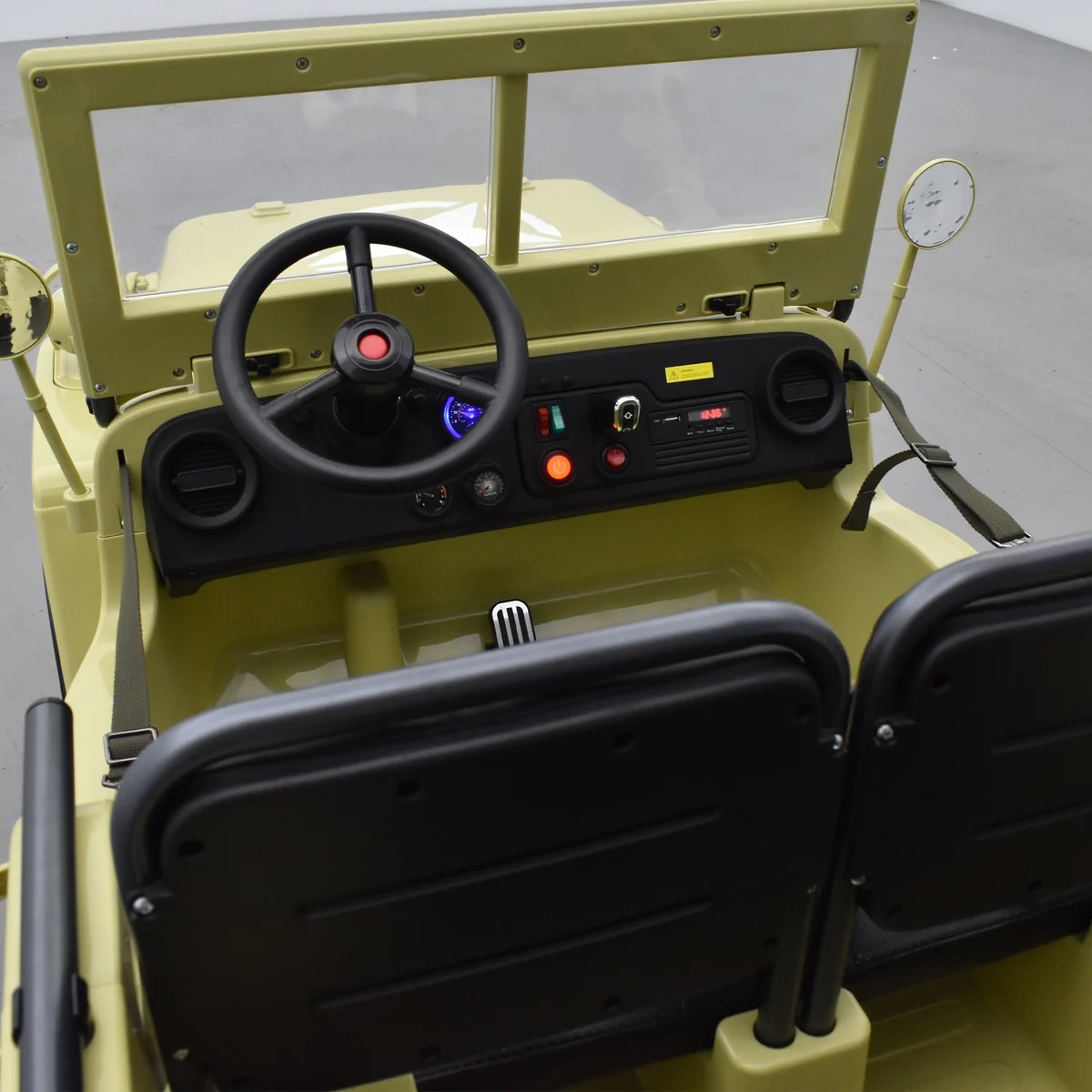 VOITURE ÉLECTRIQUE ENFANT JEEP WILLYS 3 PLACES 12V SABLE 14 SUR 15