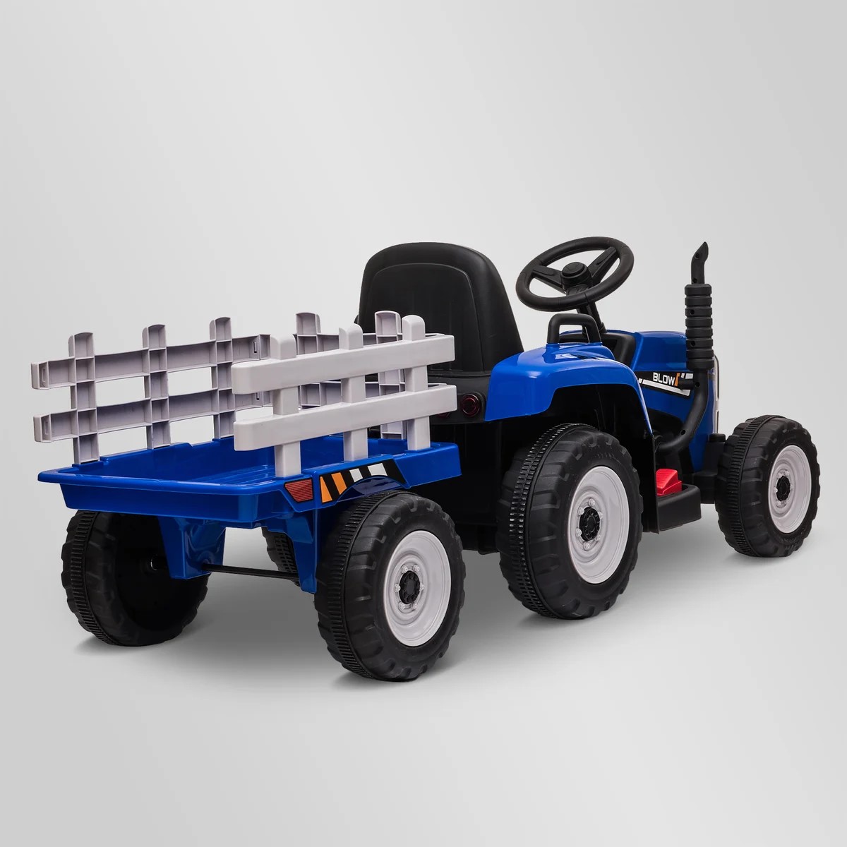 TRACTEUR ÉLECTRIQUE ENFANT AVEC REMORQUE BLEU 3 sur 8