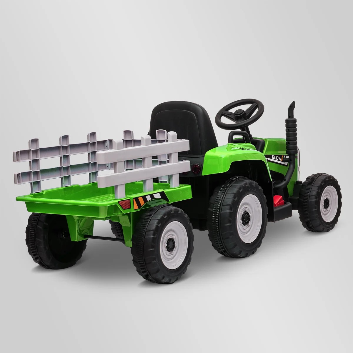 TRACTEUR ÉLECTRIQUE ENFANT AVEC REMORQUE VERT 3 sur 8