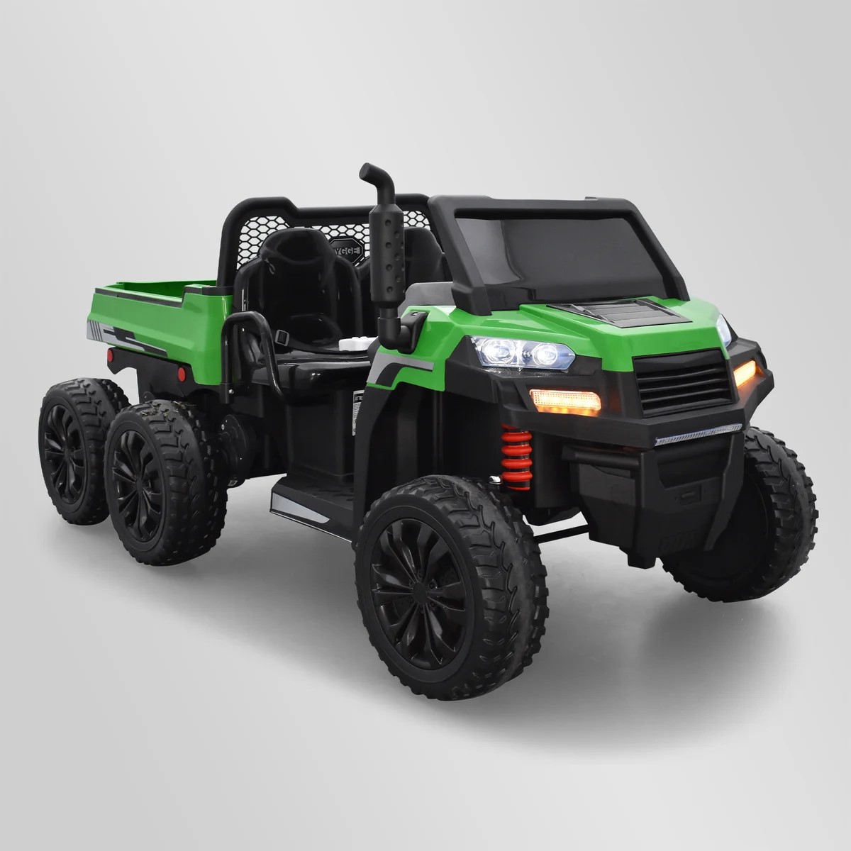 TRACTEUR ÉLECTRIQUE ENFANT 6X6 AVEC BENNE BASCULANTE VERT 2 PLACES
