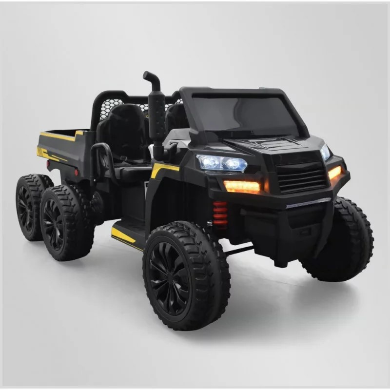 TRACTEUR ÉLECTRIQUE ENFANT 6X6 AVEC BENNE BASCULANTE NOIR 2 PLACES