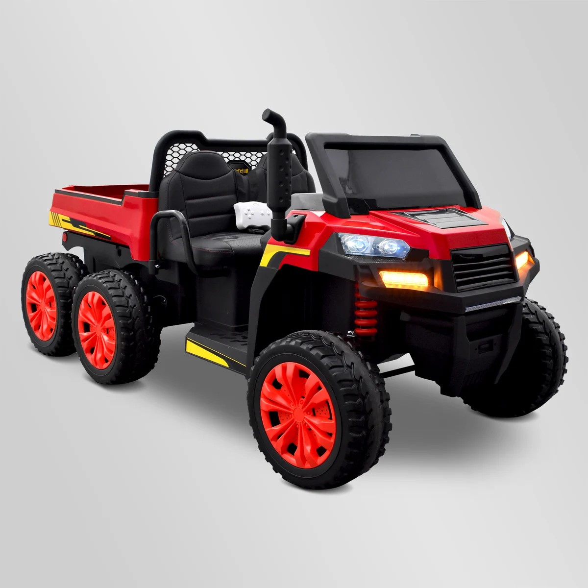 TRACTEUR ÉLECTRIQUE ENFANT 6X6 AVEC BENNE BASCULANTE ROUGE 2 PLACES