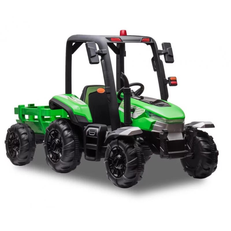 TRACTEUR ENFANT ÉLECTRIQUE AGRICOLE XL AVEC REMORQUE VERT 1 PLACE