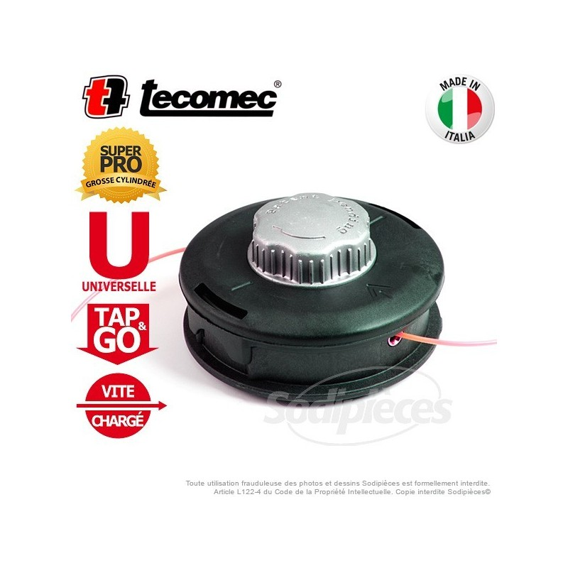 TÊTE DÉBROUSSAILLEUSE 2 FILS TECOMEC UNIVERSELLE TAP & GO. 130 MM