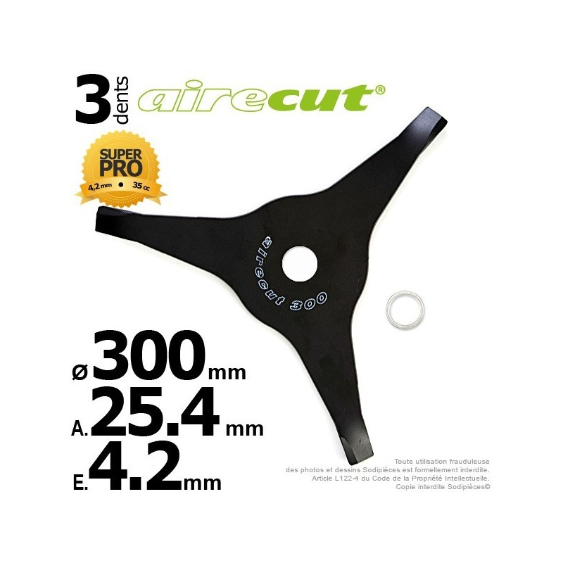 AIRE CUT. LAME 3 DENTS. Ø 300 MM. AL 25,4 MM. EP 4,2 MM.