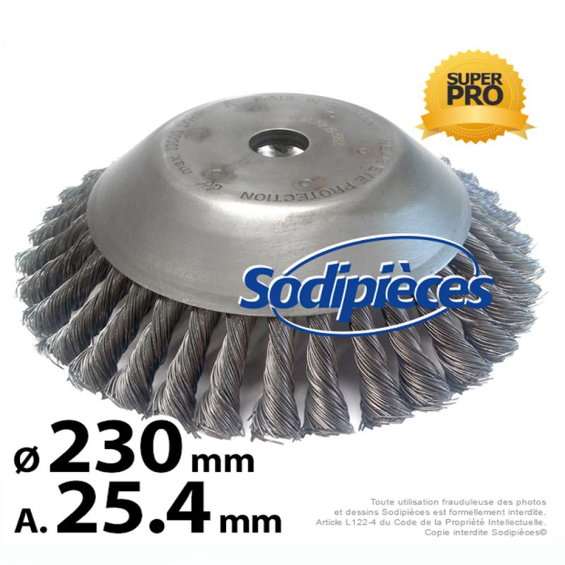 BROSSE CONIQUE PRO POUR DÉSHERBAGE Ø 230 MM, AL 25,4 MM