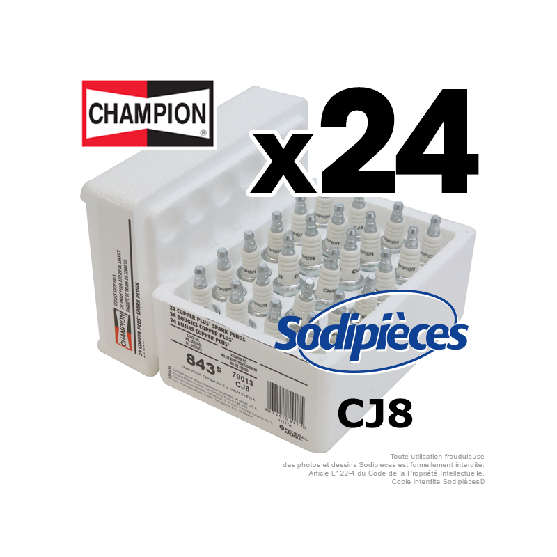 BOUGIE CHAMPION CCH843S REMPLACE CJ8/W24 PAR 24