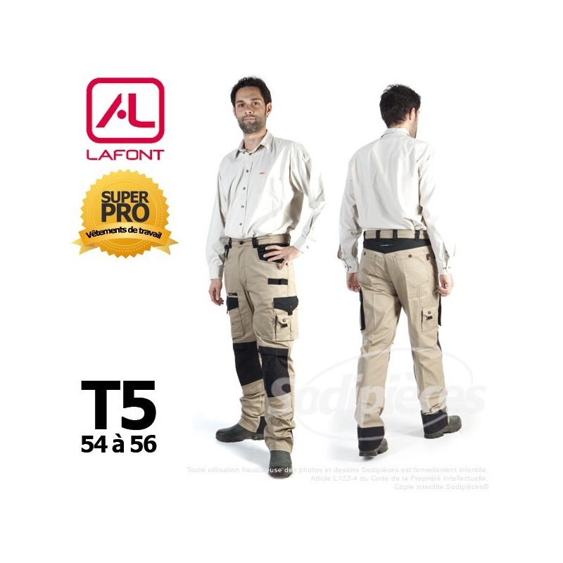 PANTALON DE TRAVAIL LAFONT BEIGE / NOIR T5(54/56)